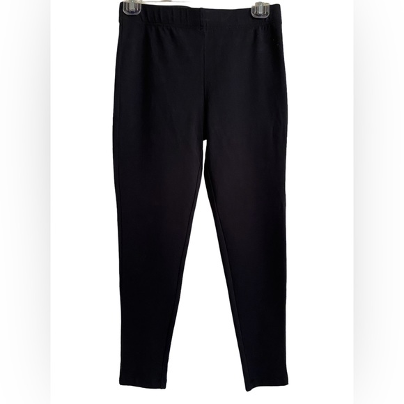 Land’s End Girl’s PLUS 10 12 Leggings BLACK Iron Knee Ankle Length - Picture 1 of 3